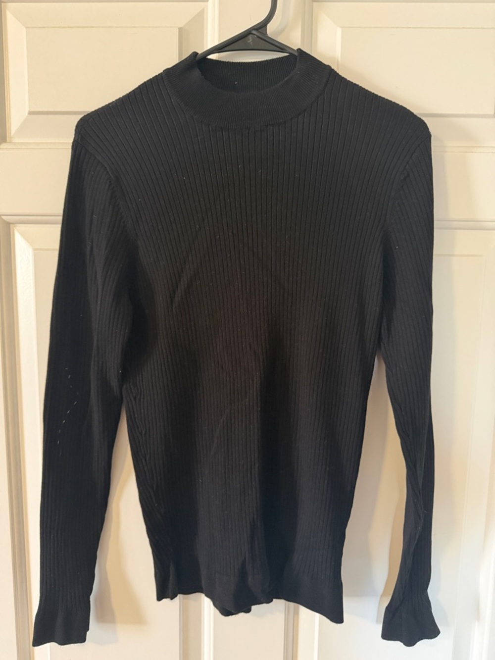 Zara Black Ribbed Long Sleeve Mock Neck Sweater